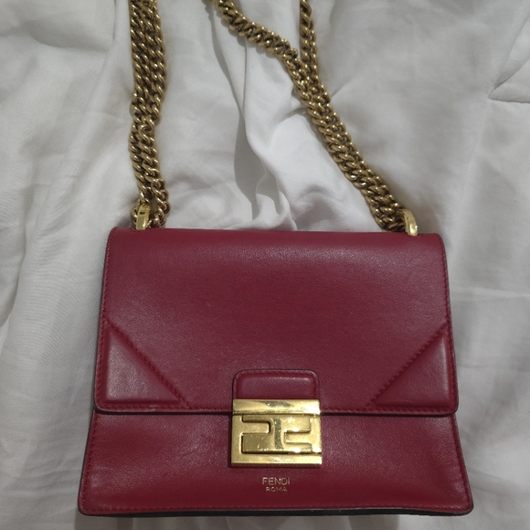 Fendi Handbags - Authentic Fendi small Kan U leather bag in red